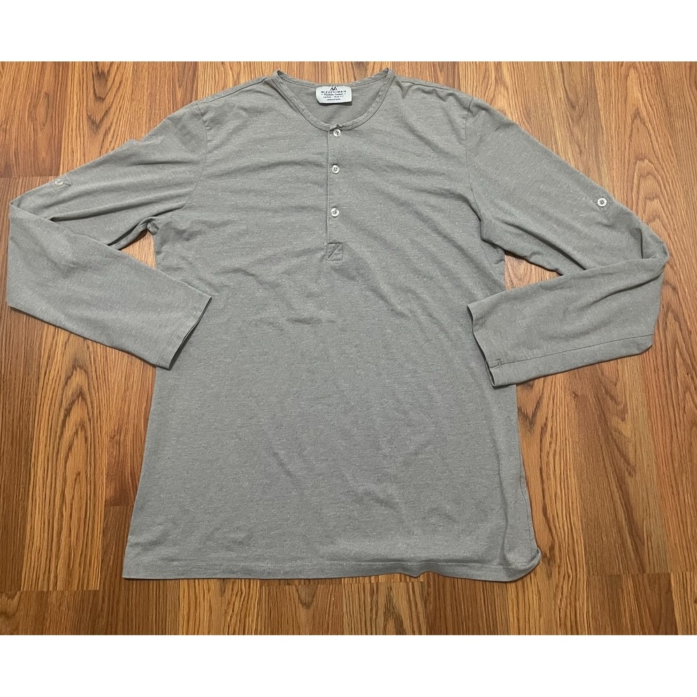 Mizzen+Main Henley Mens Large Trim Fit Long Sleeve Stretch American Made
